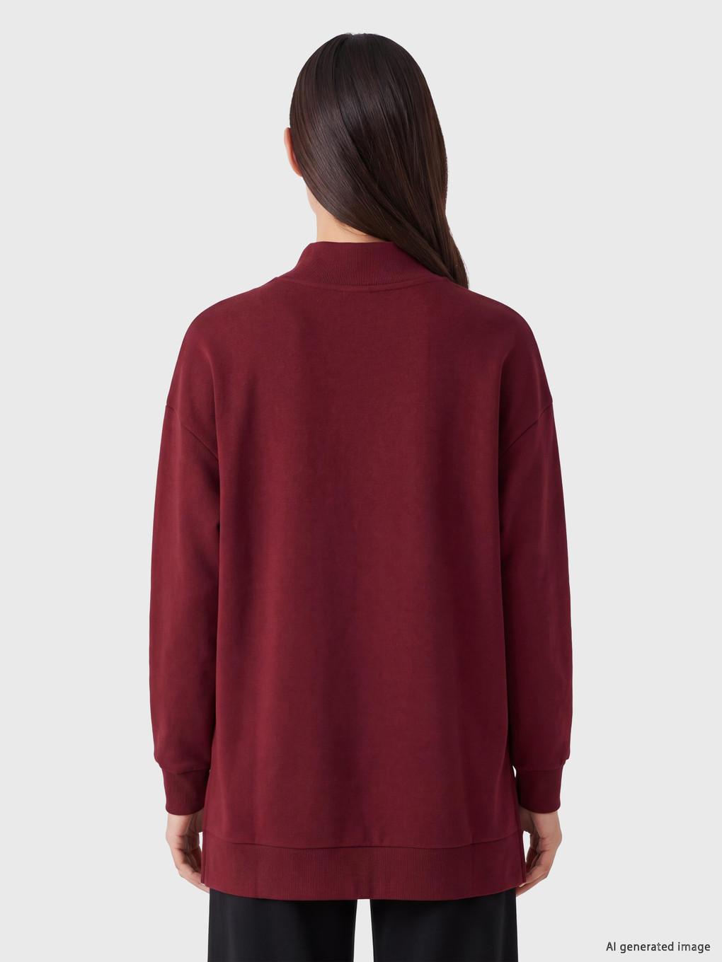Mock Neck Women's Sweatshirt Tunic-3