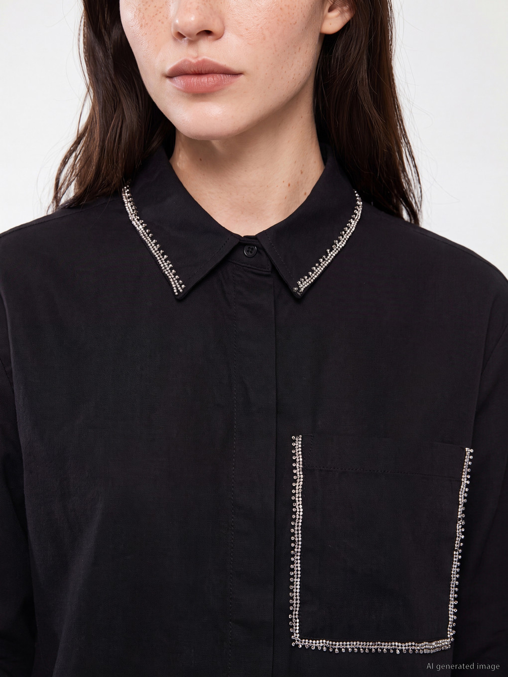 Rhinestone Embellished Women's Shirt-2