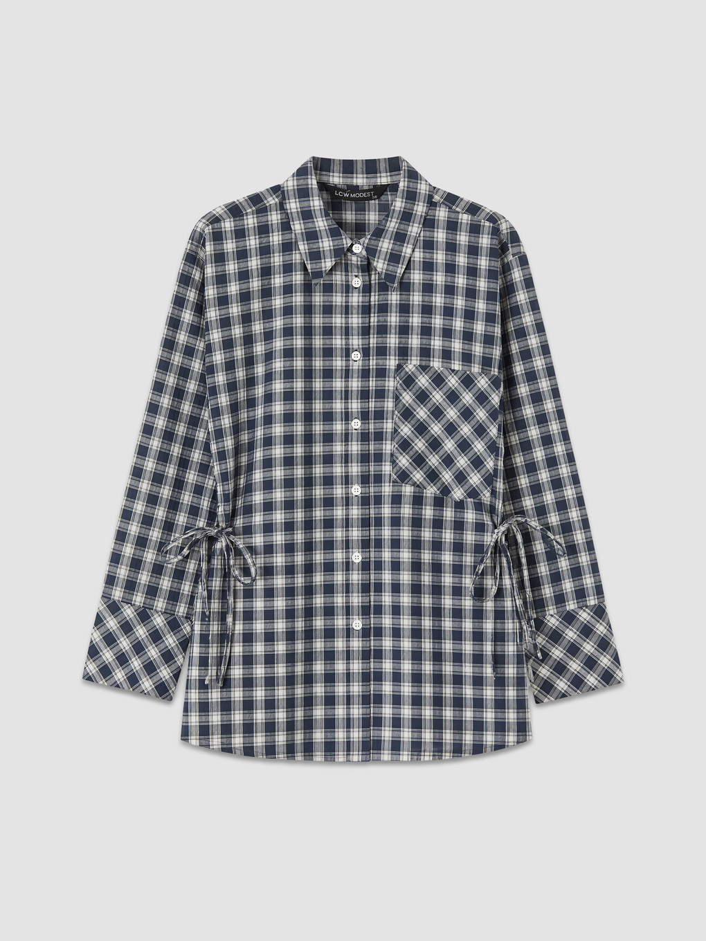 Plaid Ruched Women's Shirt Tunic-4