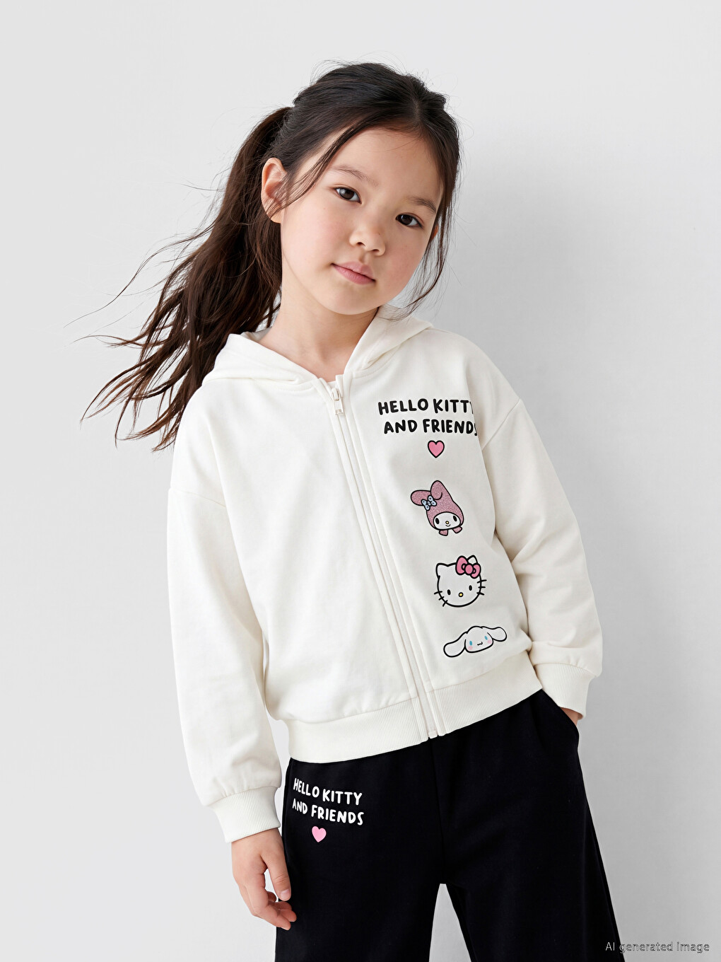 Hello Kitty Tiskana Djevojačka Majica S Kapuljačom