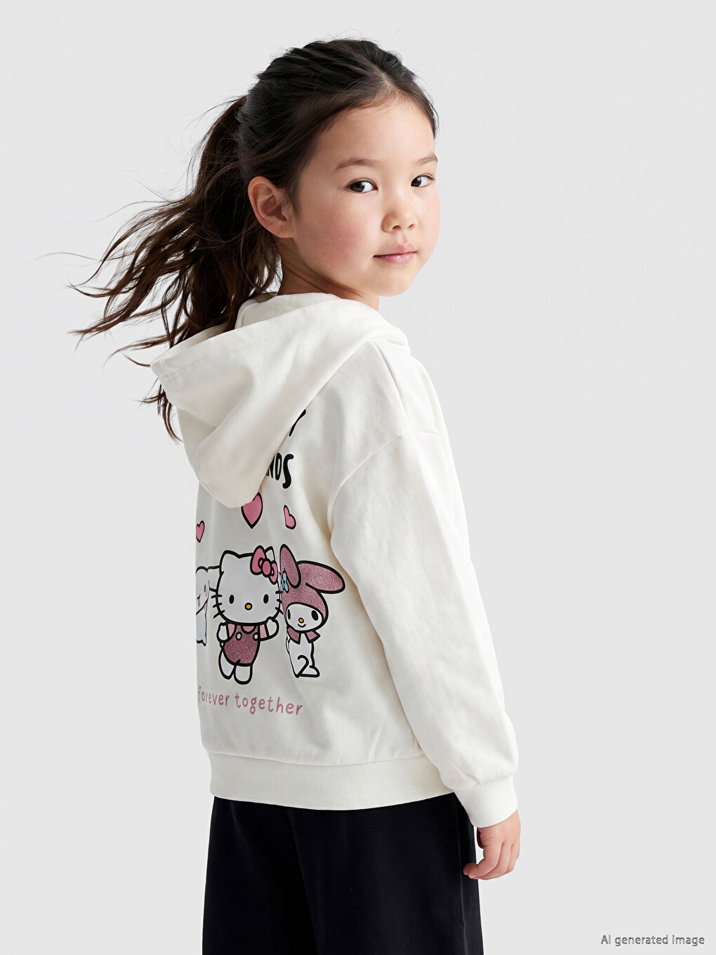 Hello Kitty Tiskana Djevojačka Majica S Kapuljačom-1