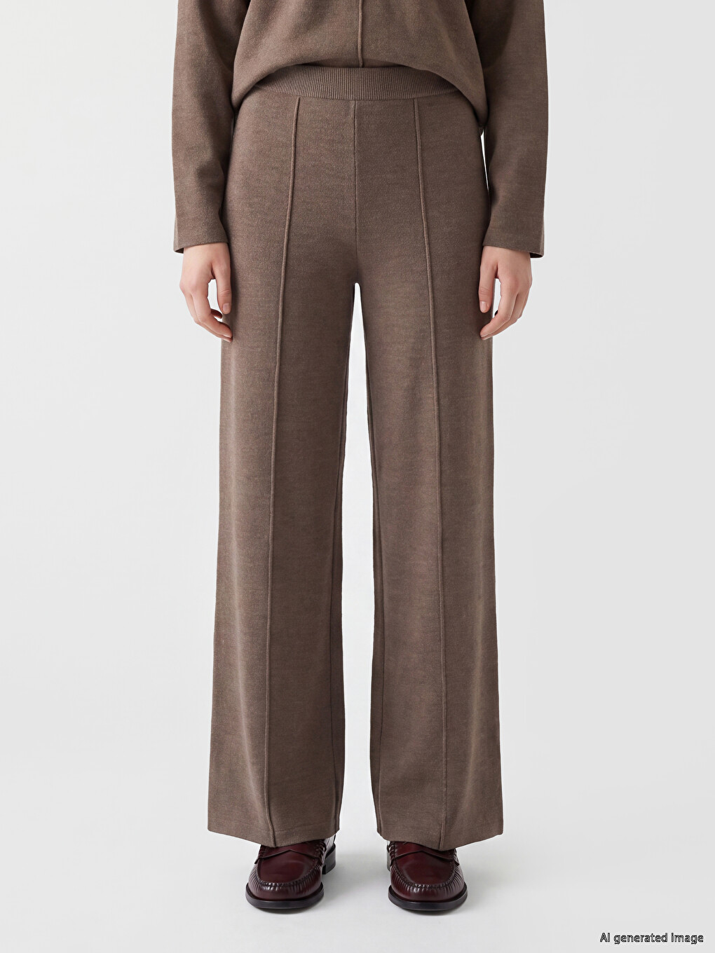 Elastic Waist Women's Knitwear Trousers-1