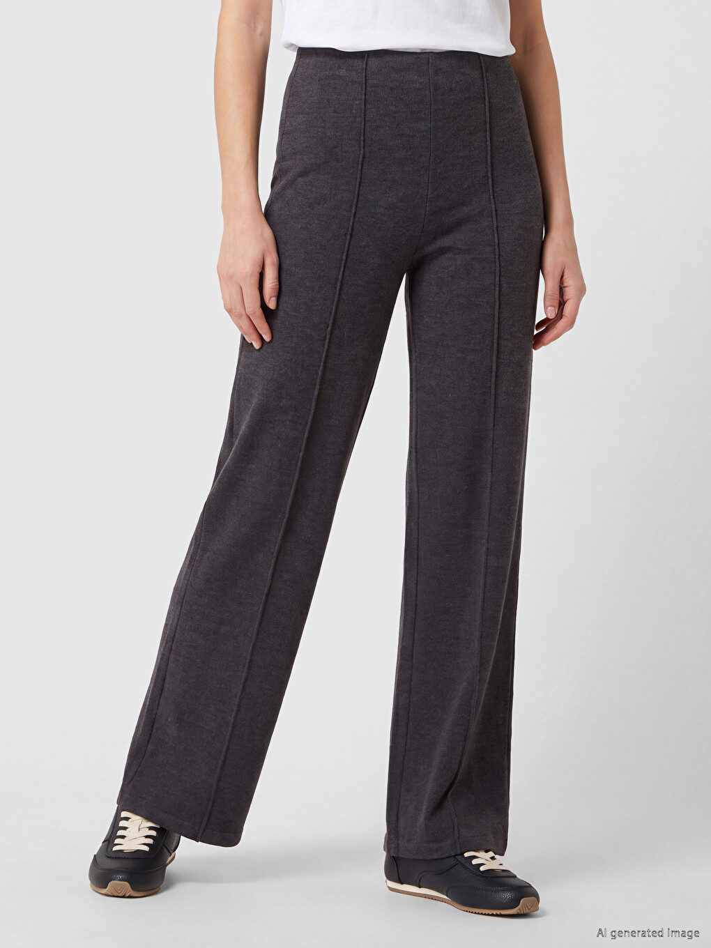 Elastic Waist Women's Knitwear Trousers-1
