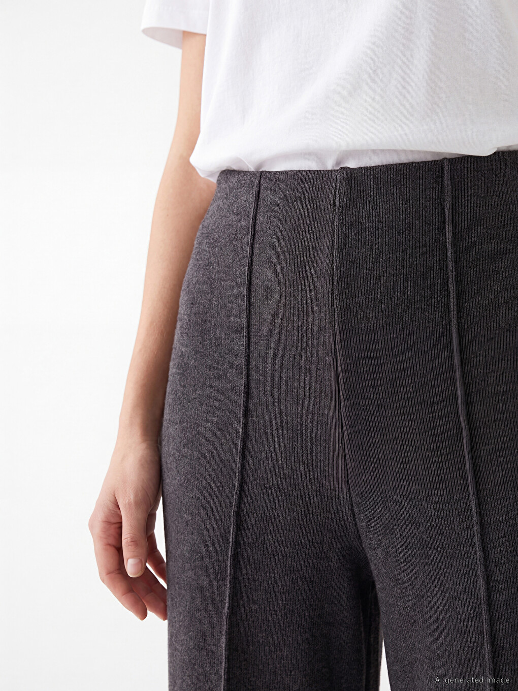 Elastic Waist Women's Knitwear Trousers-2
