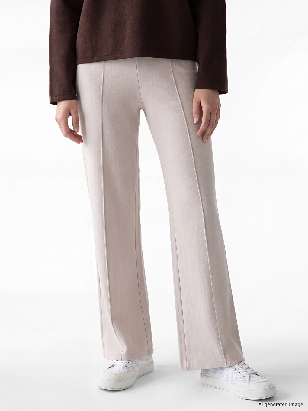 Elastic Waist Women's Knitwear Trousers-1
