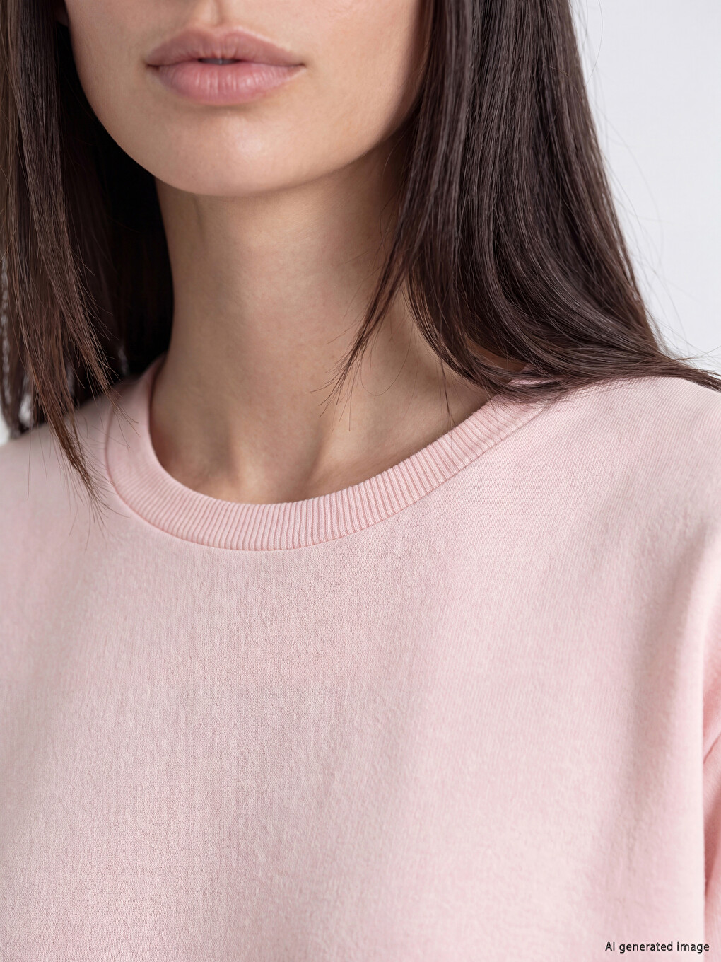 Pembe Bisiklet Yaka Kadın Sweatshirt Tunik-2