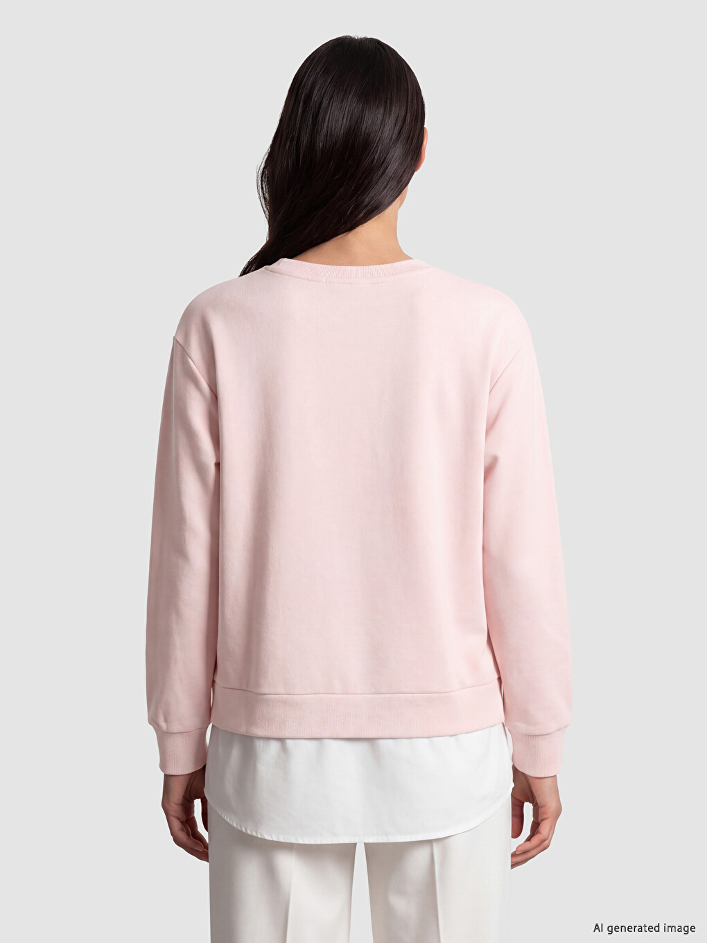 Pembe Bisiklet Yaka Kadın Sweatshirt Tunik-3