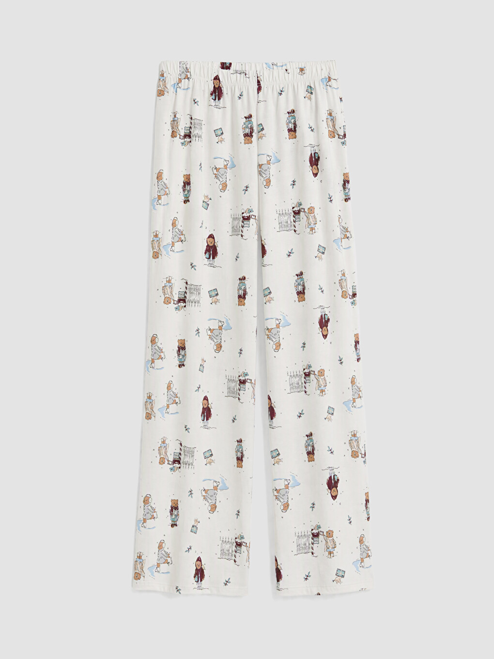 Ekru Gömlek Yaka Desenli Kadın Pijama Takım-8