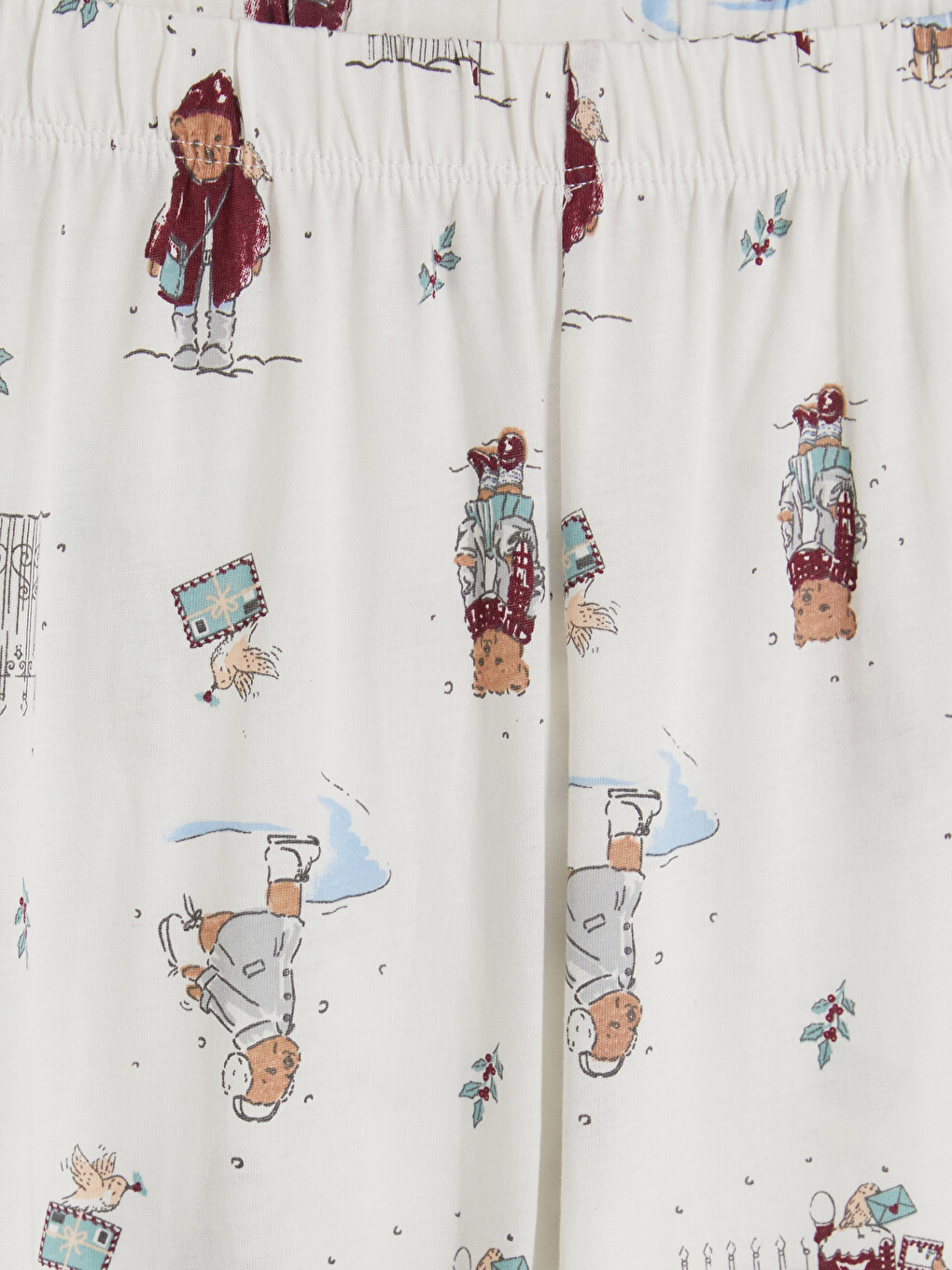 Ekru Gömlek Yaka Desenli Kadın Pijama Takım-9