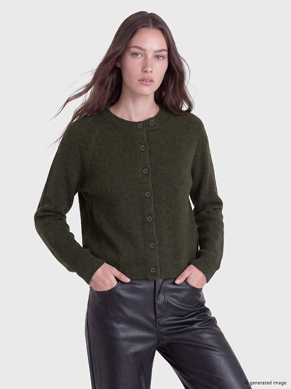 Crew Neck Women's Knitwear Cardigan