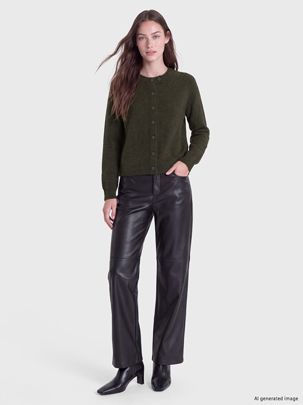 Crew Neck Women's Knitwear Cardigan-1