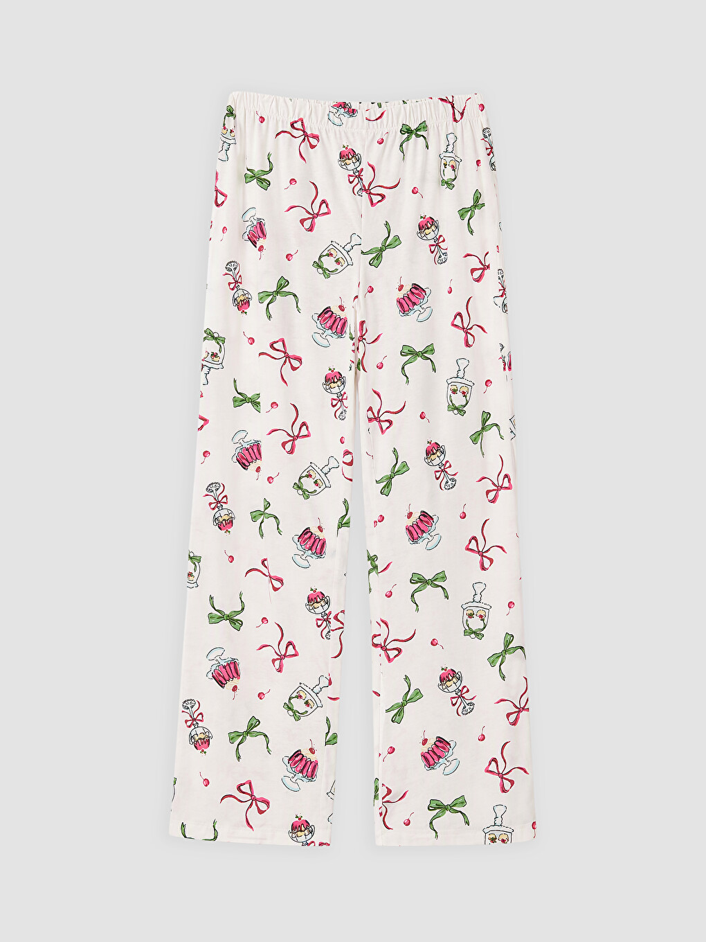 Ekru Gömlek Yaka Desenli Kadın Pijama Takımı-2