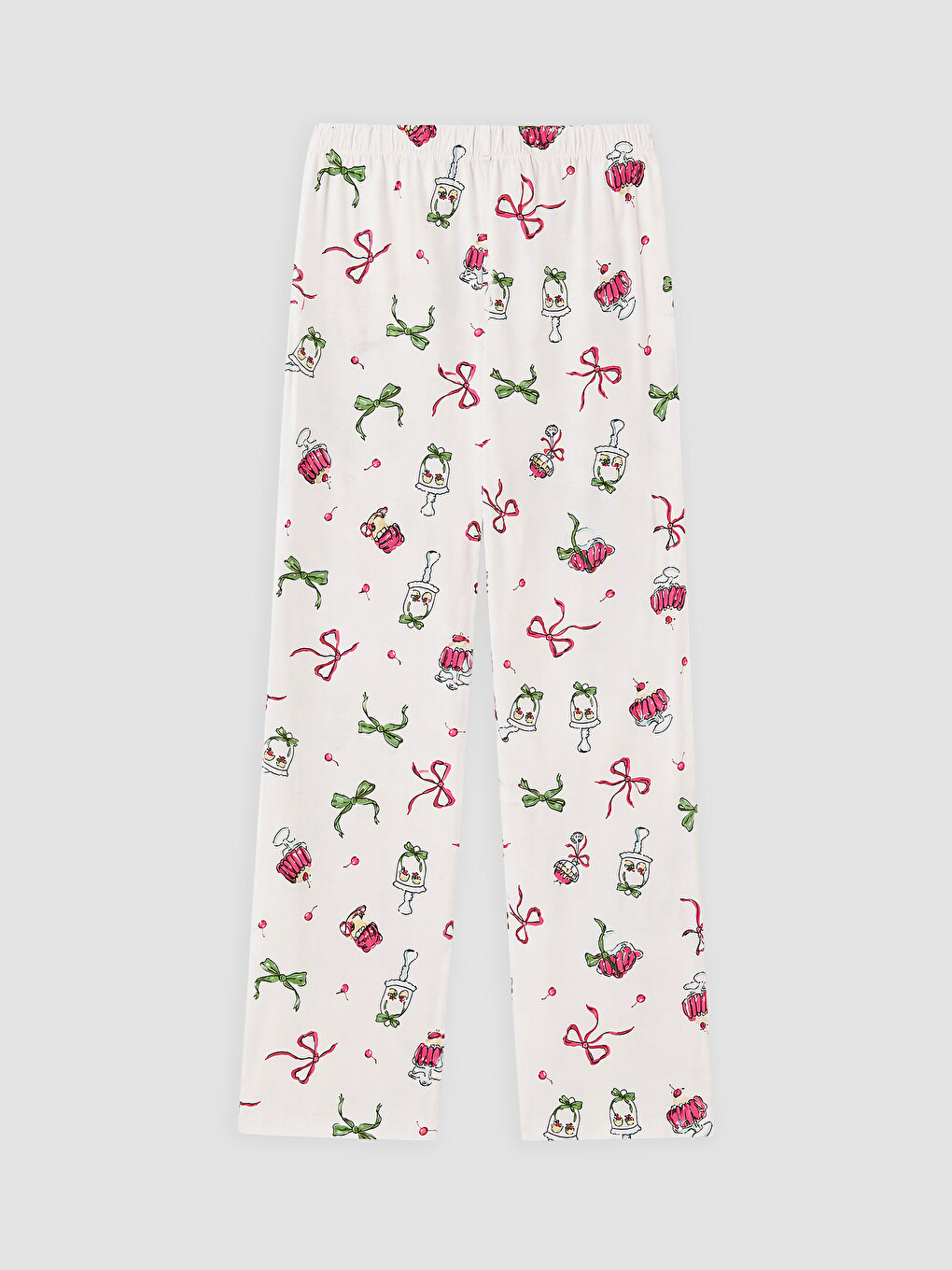 Ekru Gömlek Yaka Desenli Kadın Pijama Takımı-4