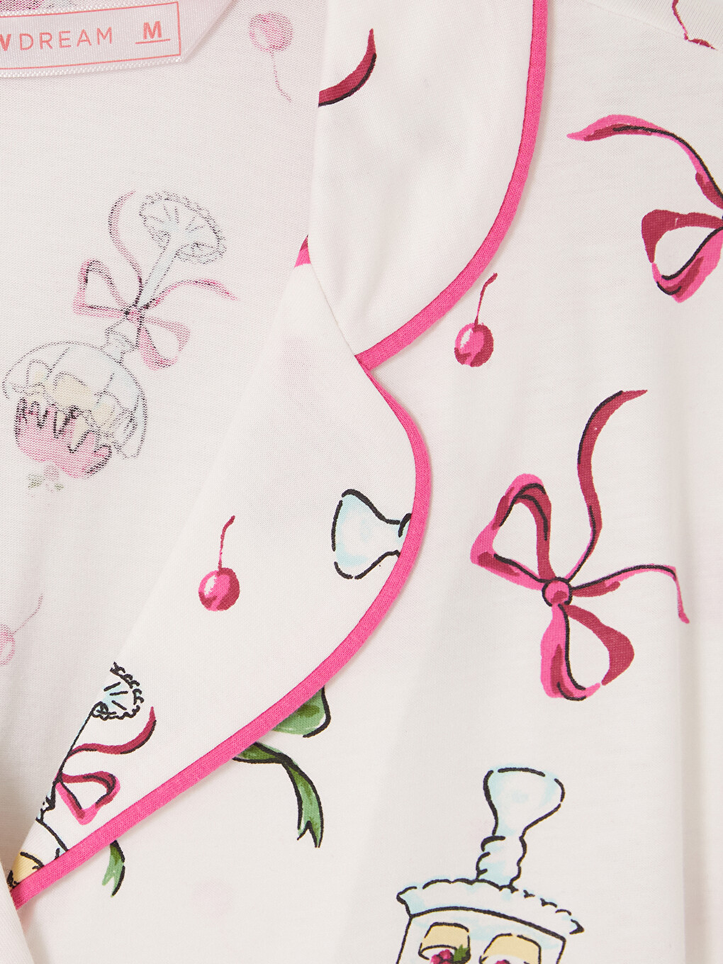 Ekru Gömlek Yaka Desenli Kadın Pijama Takımı-5