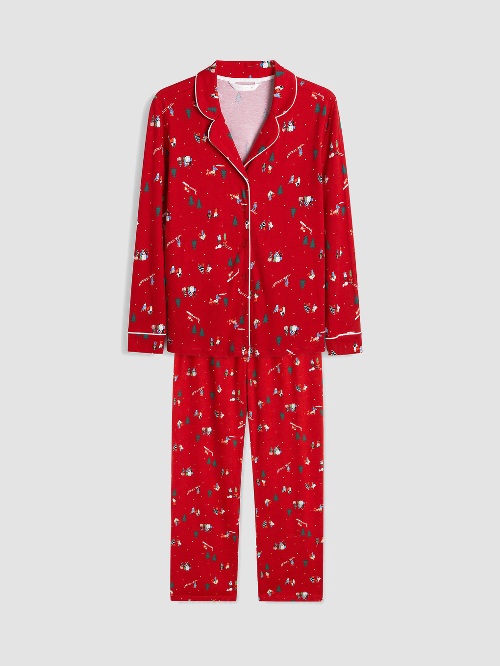 Kırmızı Yılbaşı Temalı Kadın Pijama Takımı