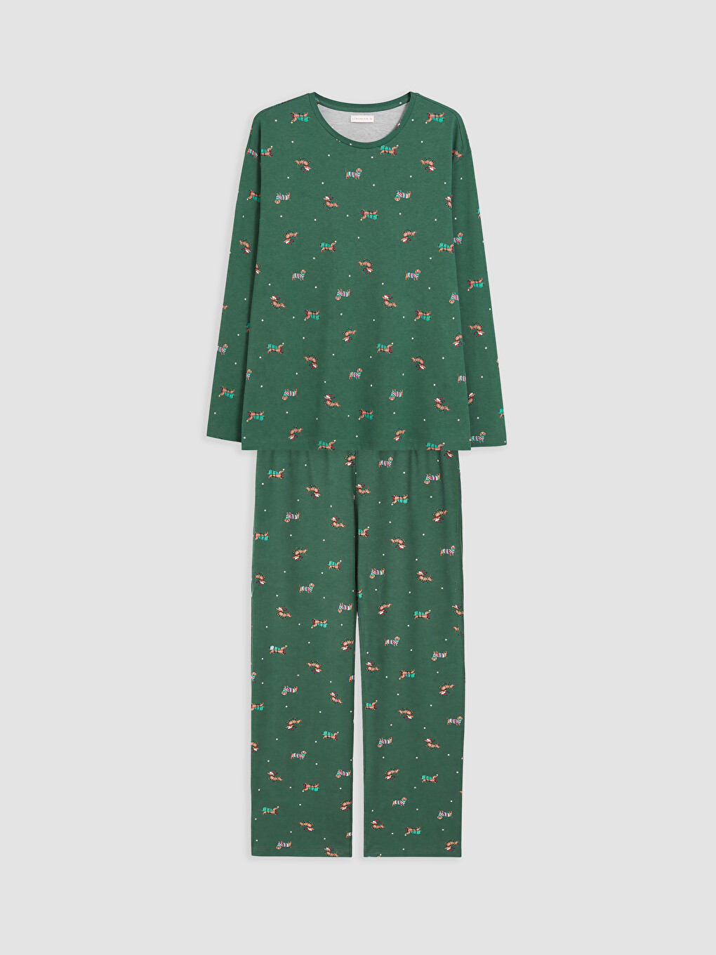 Yeşil Yılbaşı Temalı Kadın Pijama Takımı-4