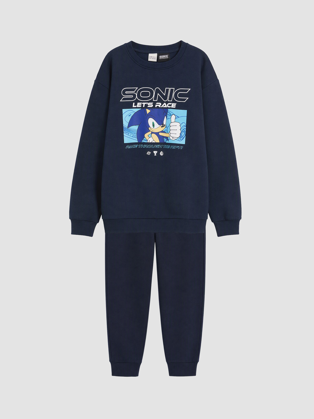 Lacivert Sonic Baskılı Erkek Çocuk Kalın Eşofman Takım