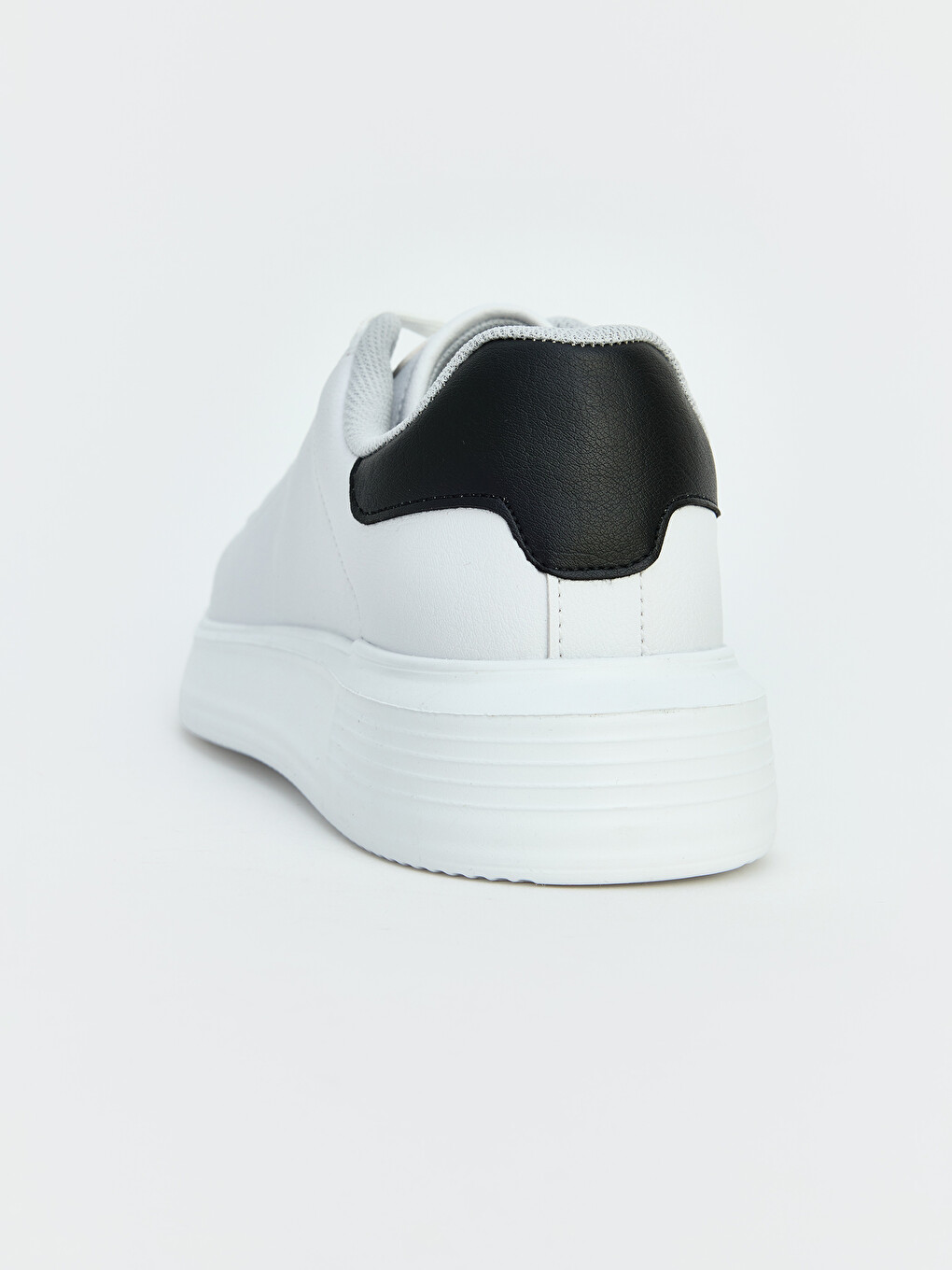 Beyaz Suni Deri Görünümlü Kalın Tabanlı Erkek Sneaker-4