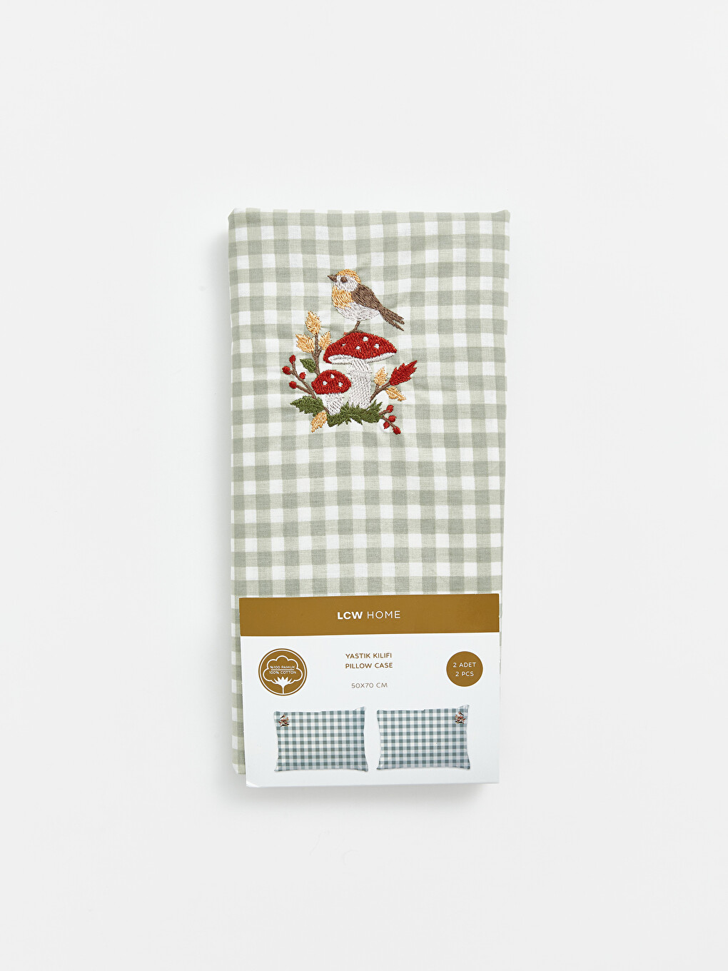 Këllëfë Jastëku Pambuku Me Kuadrate 2 Copë 50x70 Cm-4