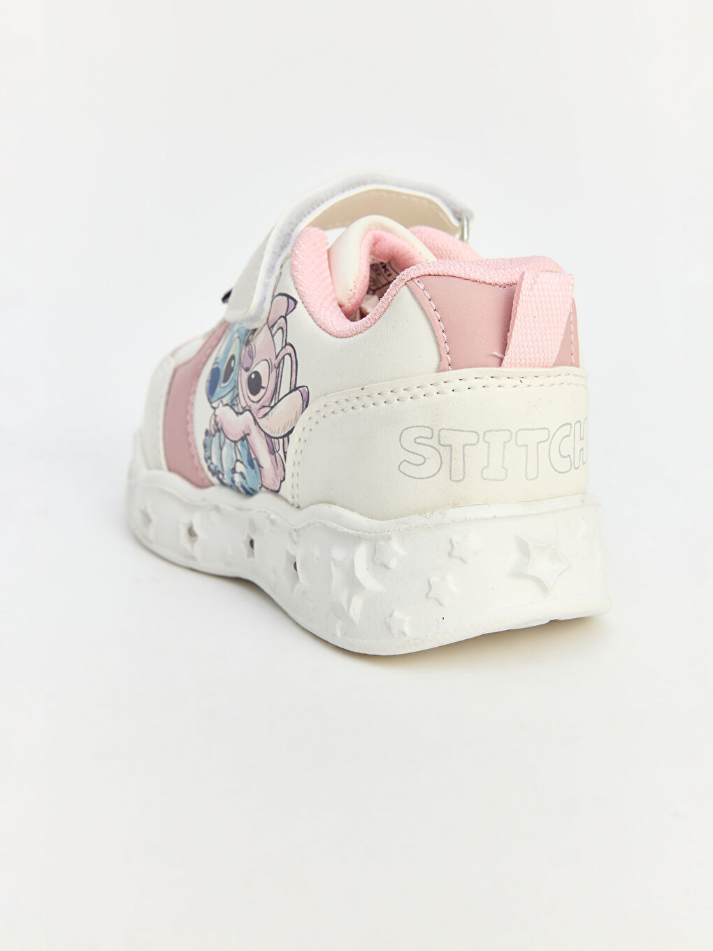 Ekru Lilo ve Stich Baskılı Işıklı Kız Çocuk Spor Ayakkabı-5