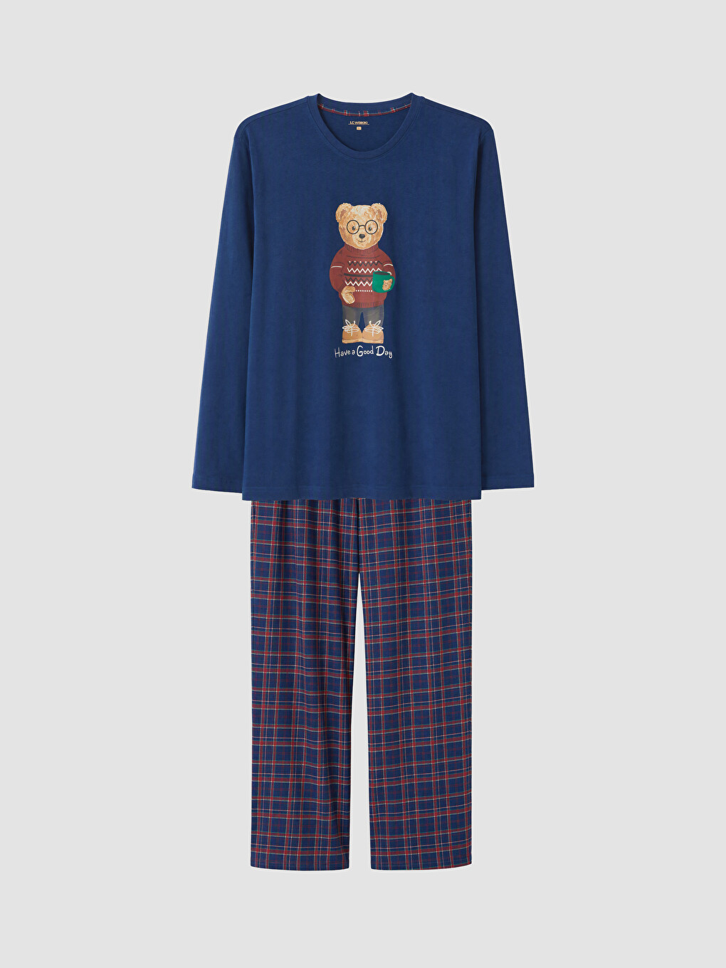 Lacivert Ayı Teddy Baskılı Erkek Pijama Takımı-4