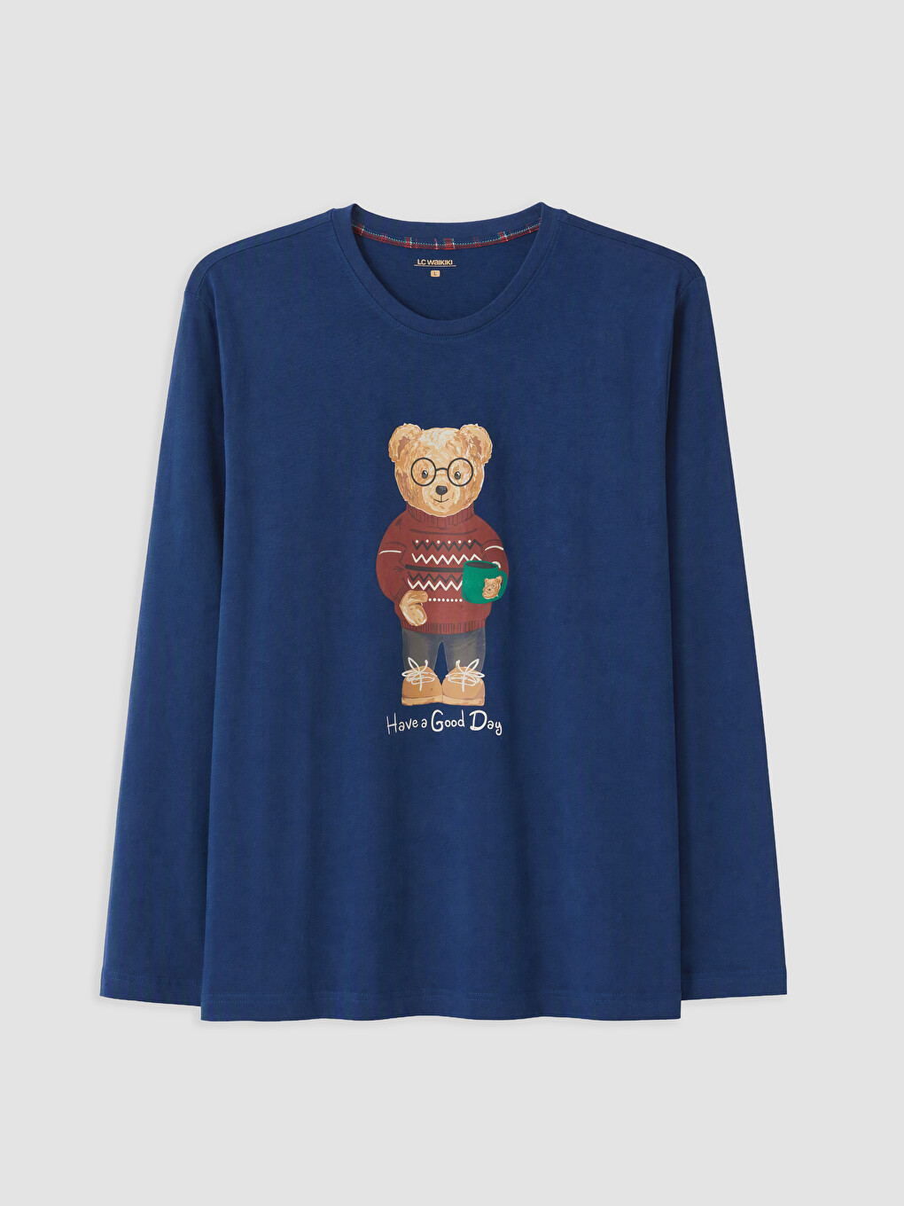 Lacivert Ayı Teddy Baskılı Erkek Pijama Takımı-5