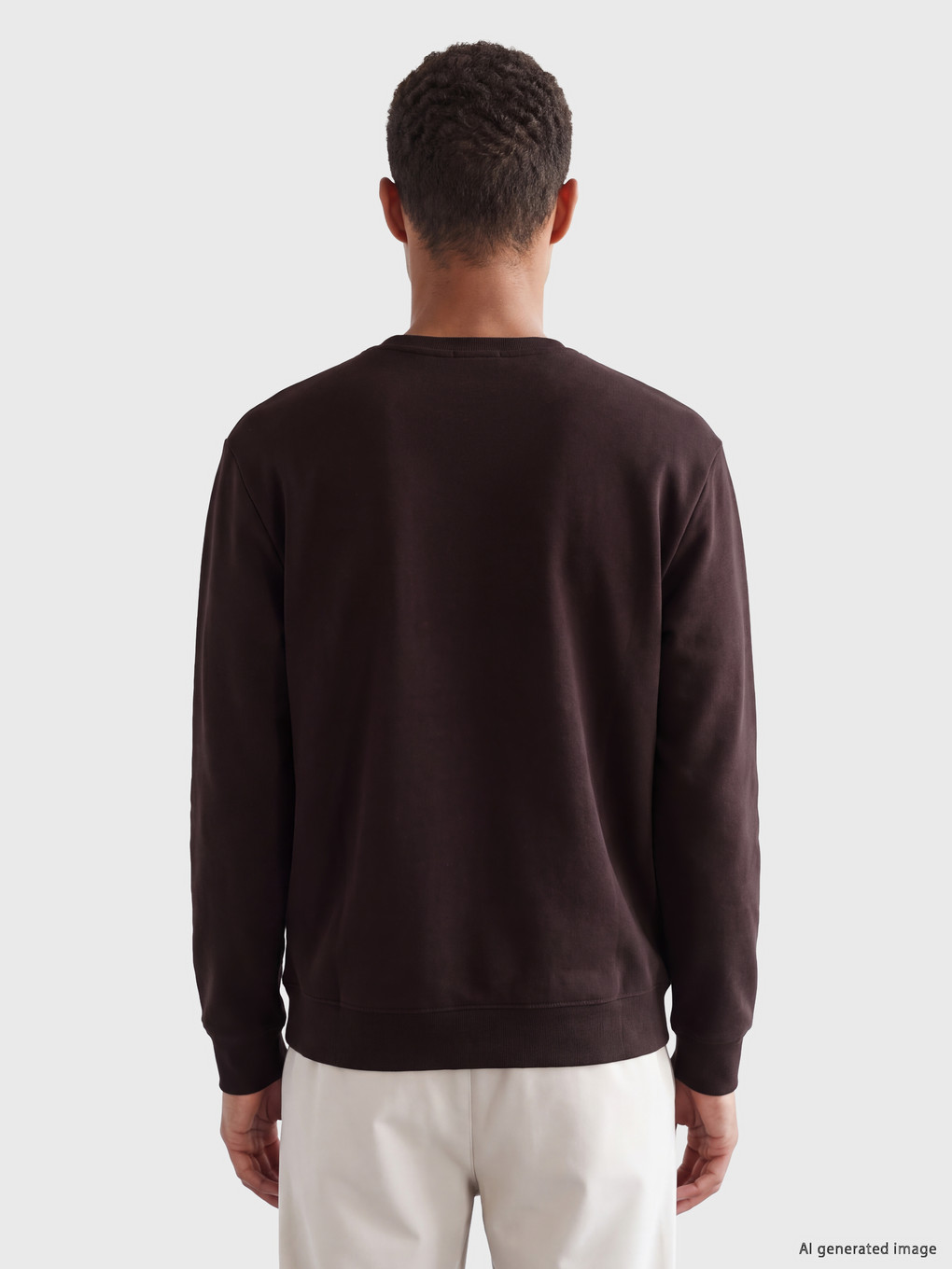 Kahverengi Bisiklet Yaka Erkek Sweatshirt-2