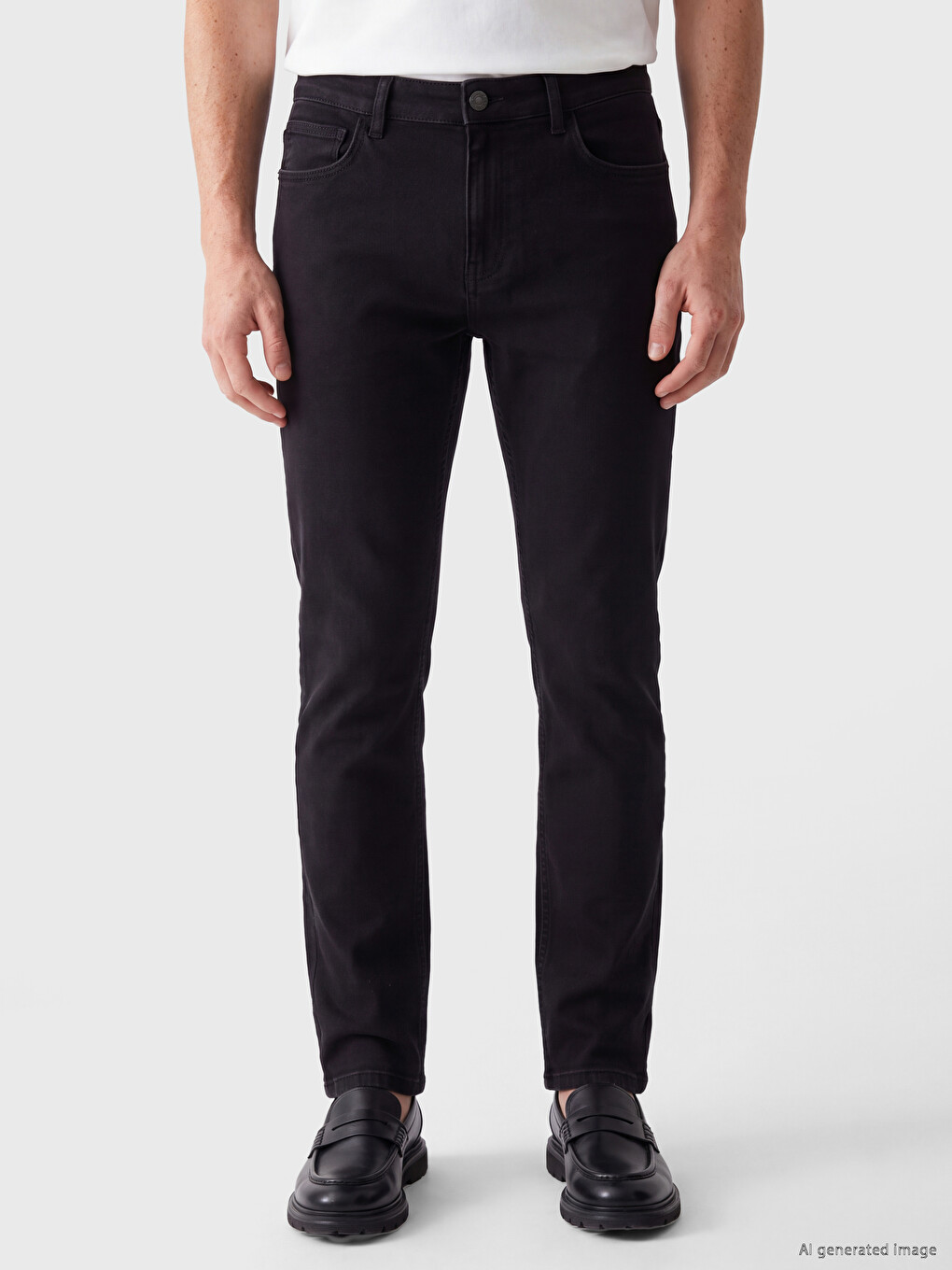 Siyah Slim Fit Şardonlu Jean-1