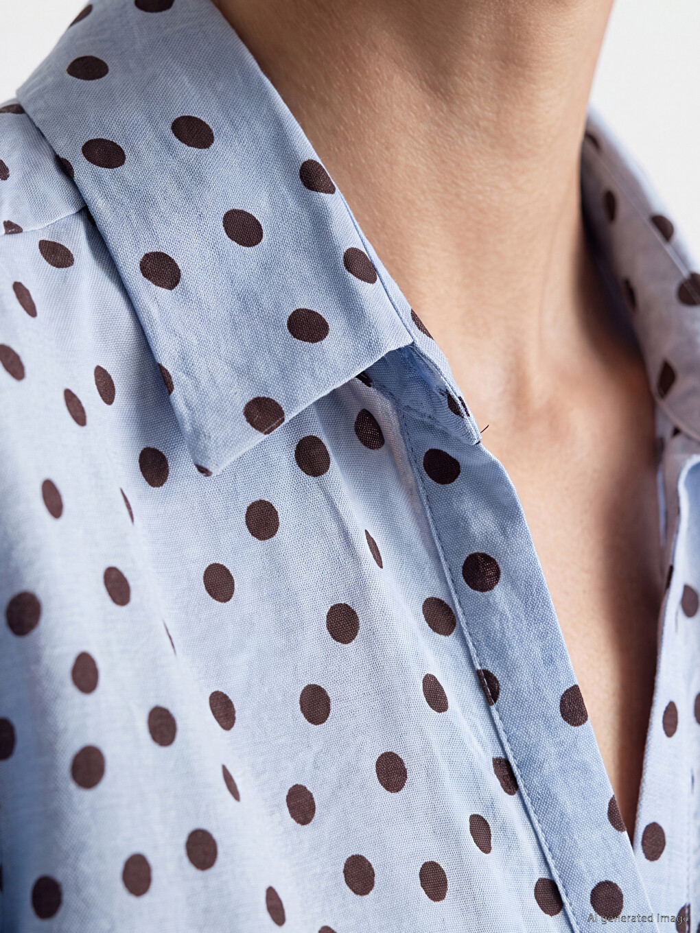 Sash Belted Polka Dot Satin Women's Shirt-2