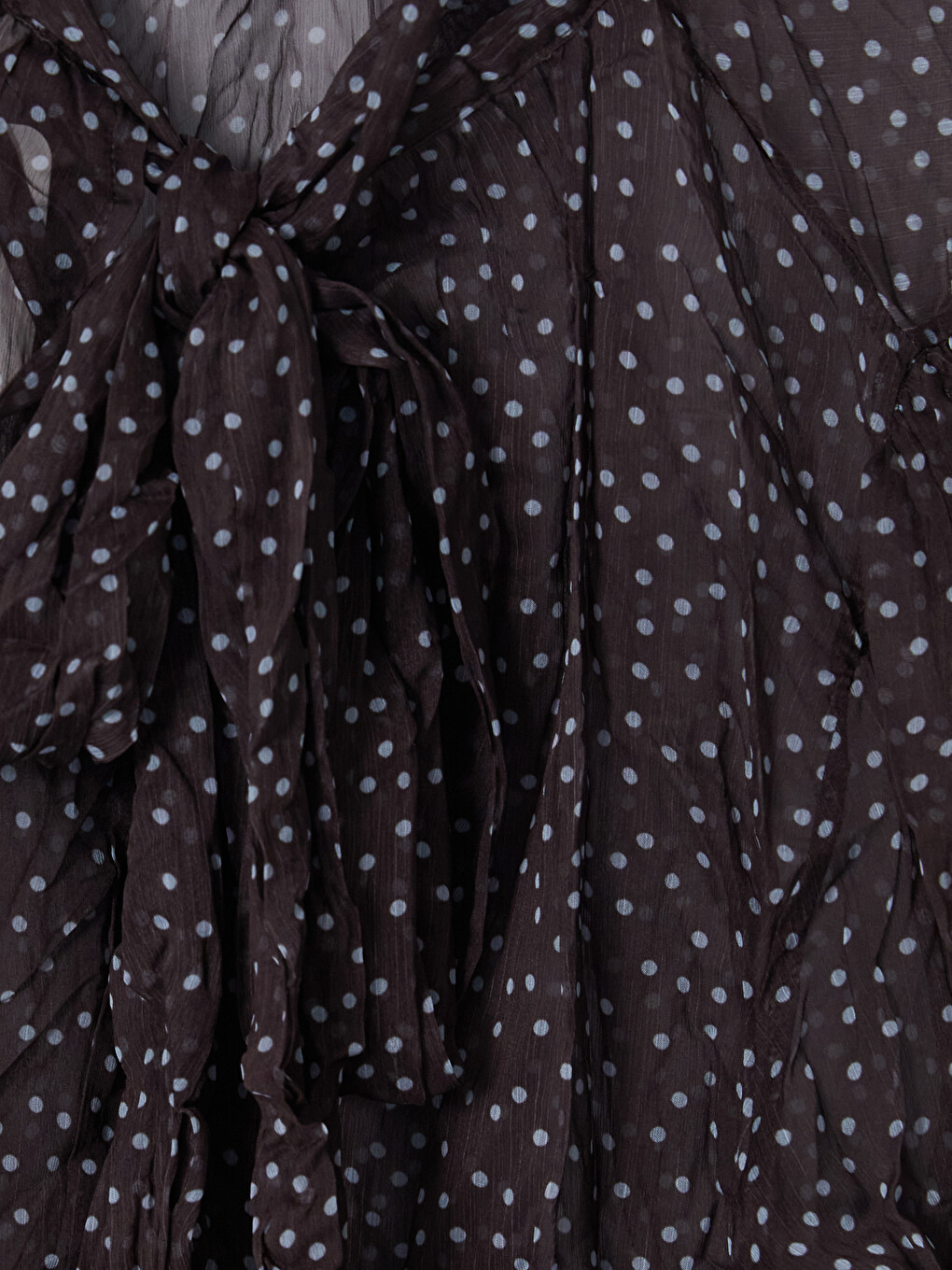 Blouse En Chiffon Surdimensionnée À Pois Avec Col Lavallière-6