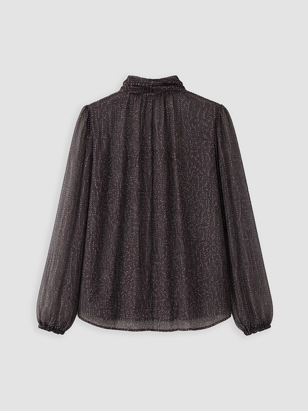 Blouse En Chiffon Surdimensionnée À Pois Avec Col Lavallière-7