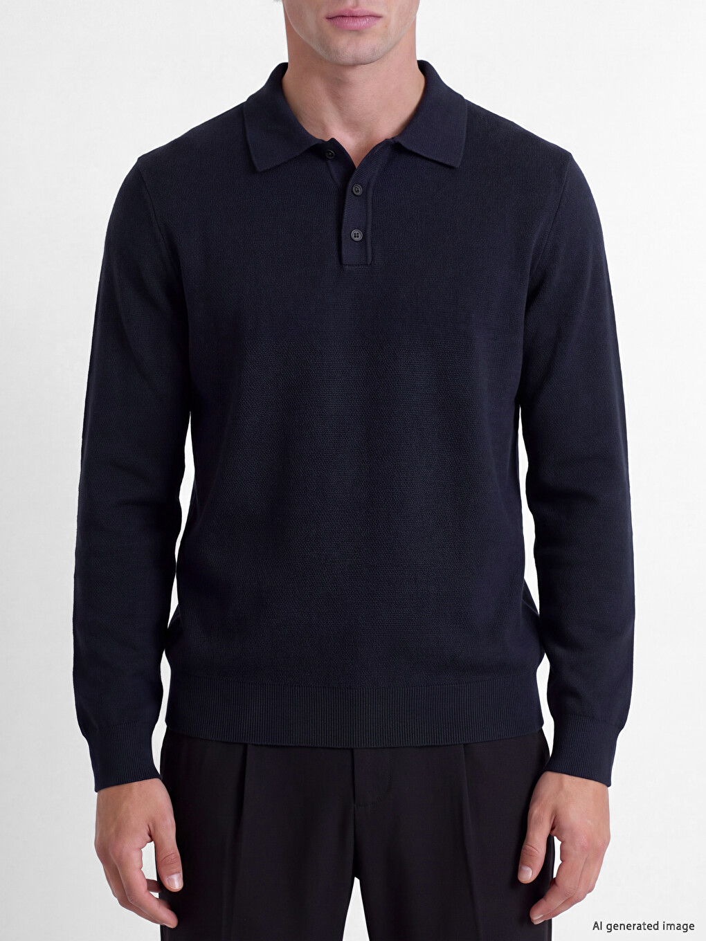 Pulover Tricotat Pentru Bărbați Cu Guler Polo-2