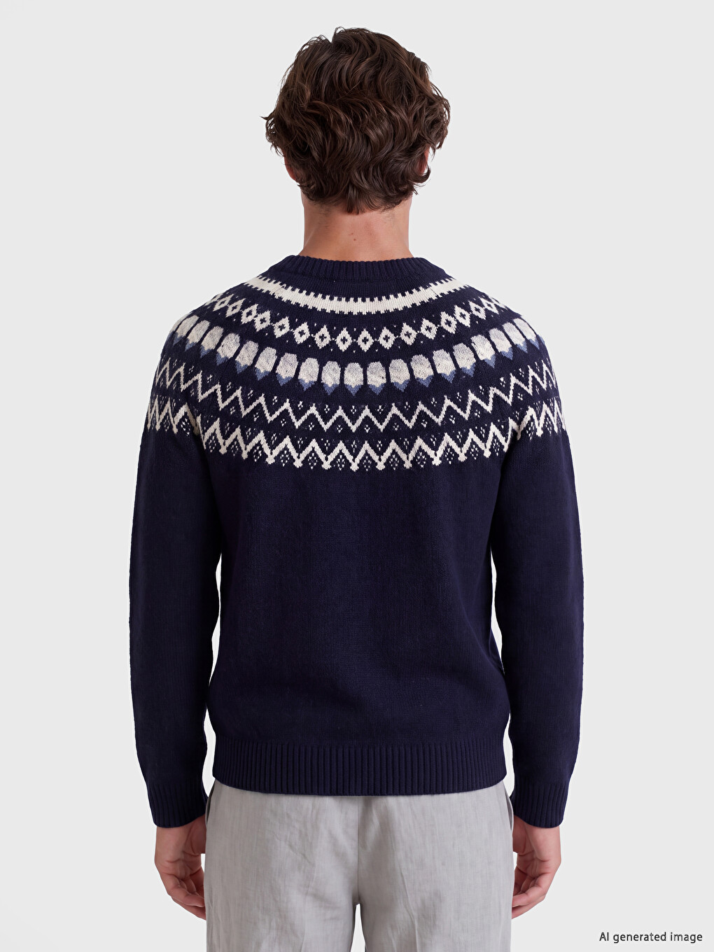 Crew Neck Patterned Men's Sweater-3