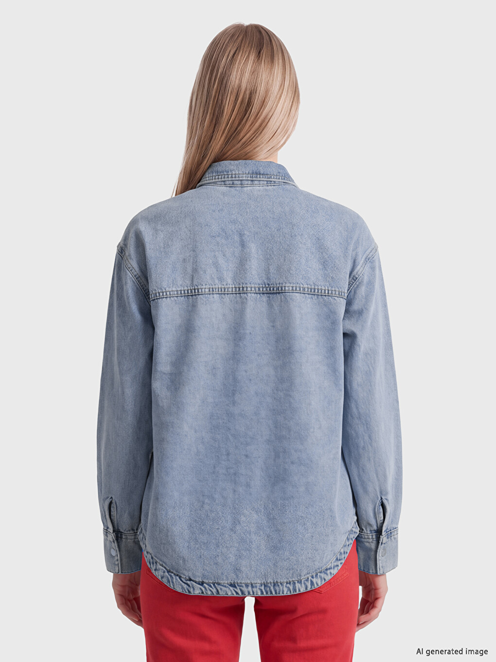 Oversize Women's Jean Shirt-3