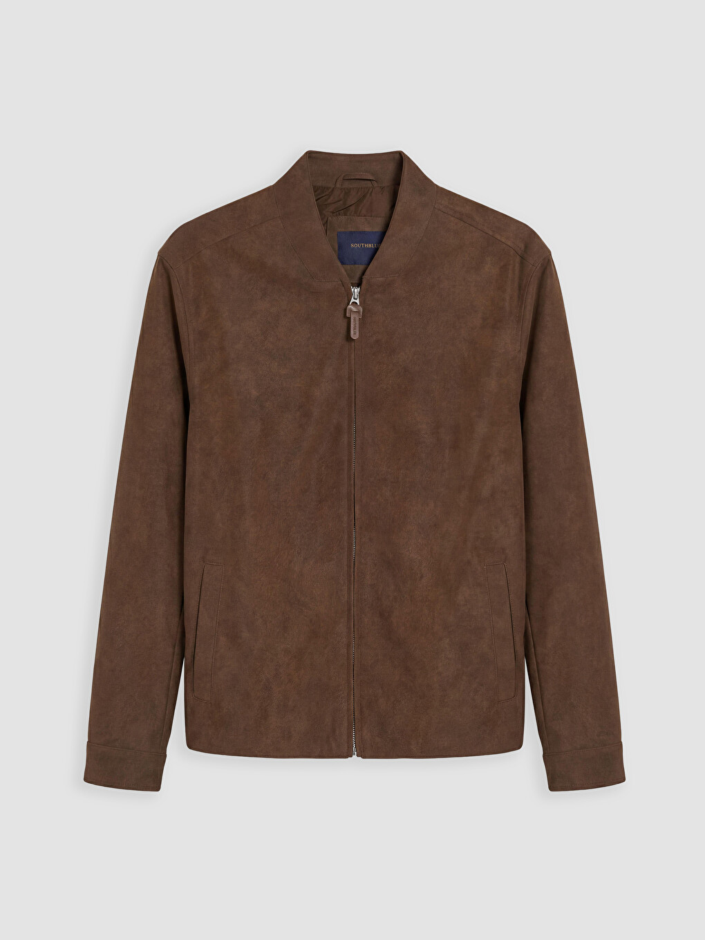 Kahverengi Regular Fit Erkek Süet Bomber Ceket-5