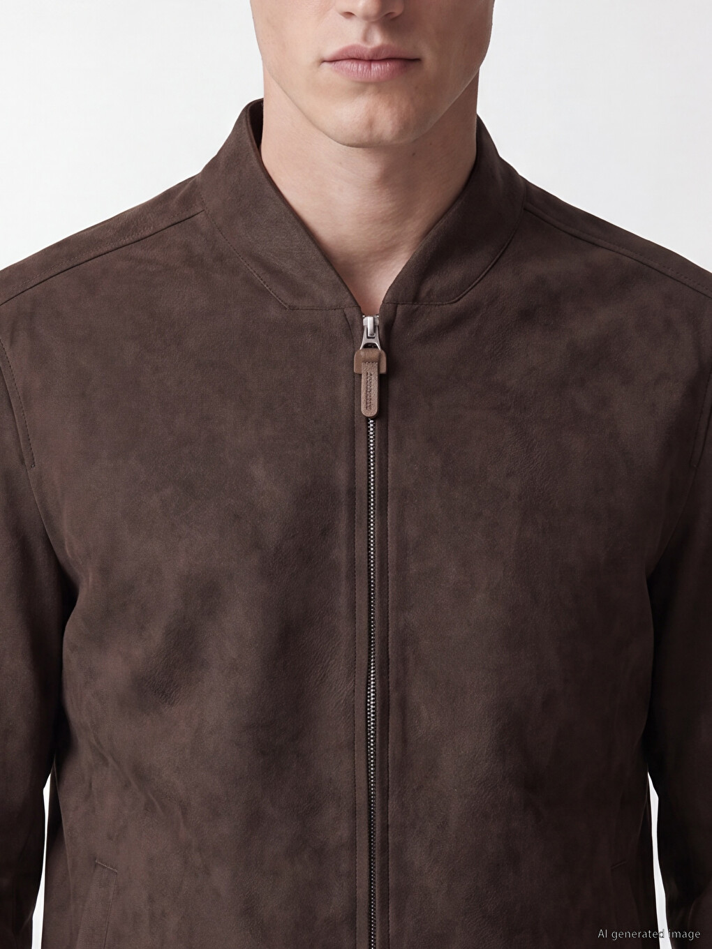 Kahverengi Regular Fit Erkek Süet Bomber Ceket-2