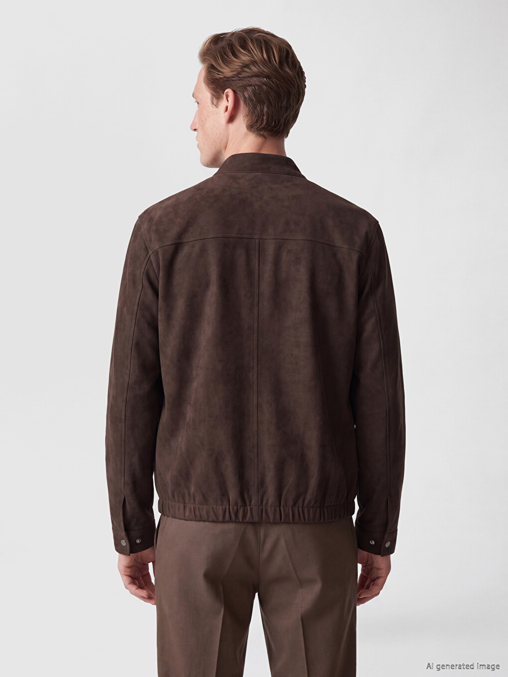 Kahverengi Regular Fit Erkek Süet Bomber Ceket-4