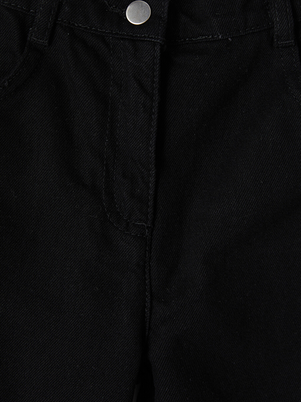 Siyah Beli Lastikli Kız Çocuk Jean Pantolon-1