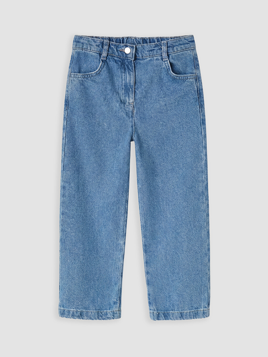 Mavi Beli Lastikli Kız Çocuk Jean Pantolon