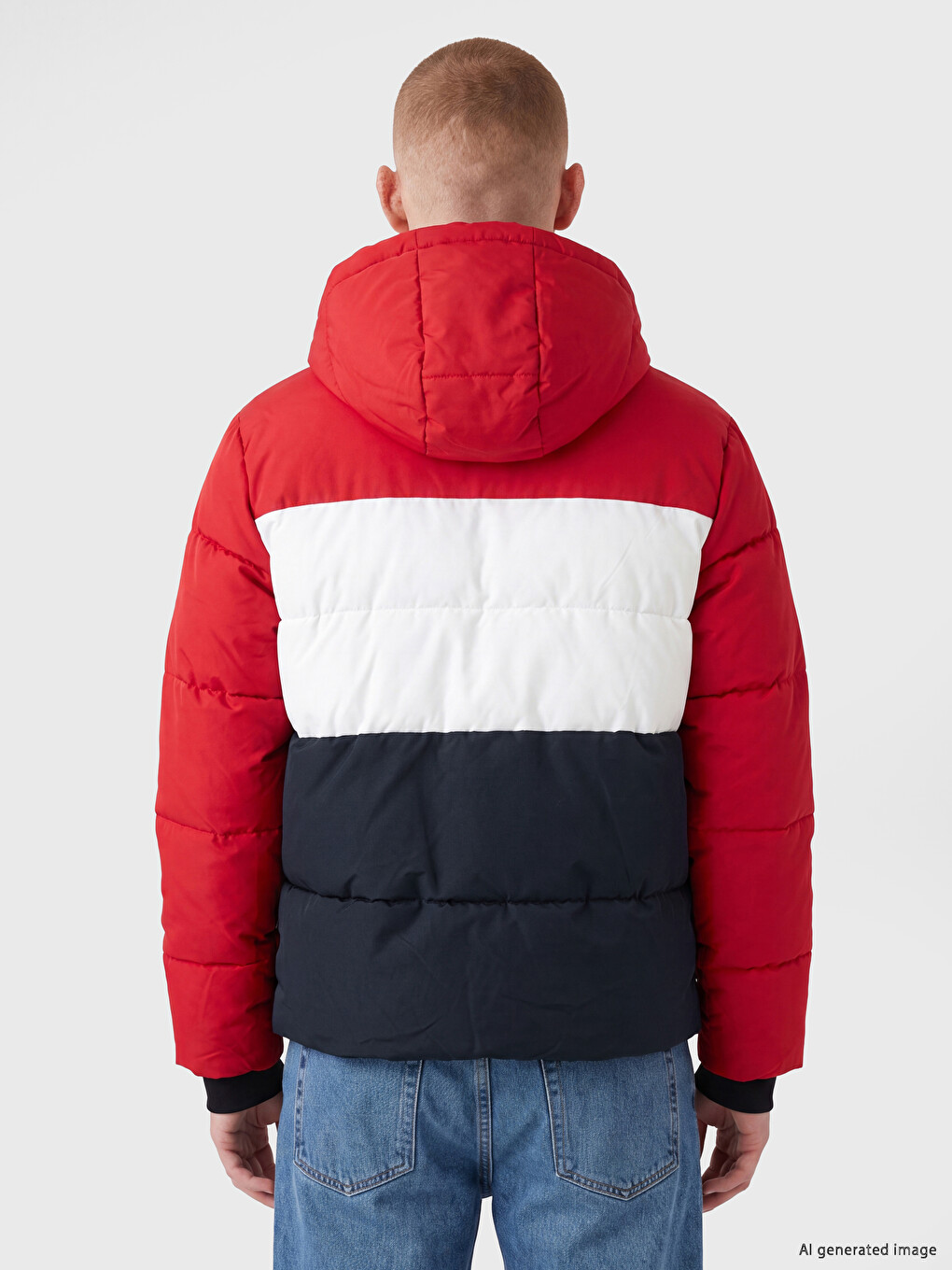 Kırmızı Regular Fit Kapüşonlu Baskılı Erkek Mont-2