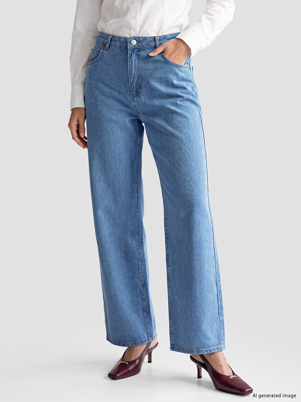 Mavi Cepli Wideleg Jean-1