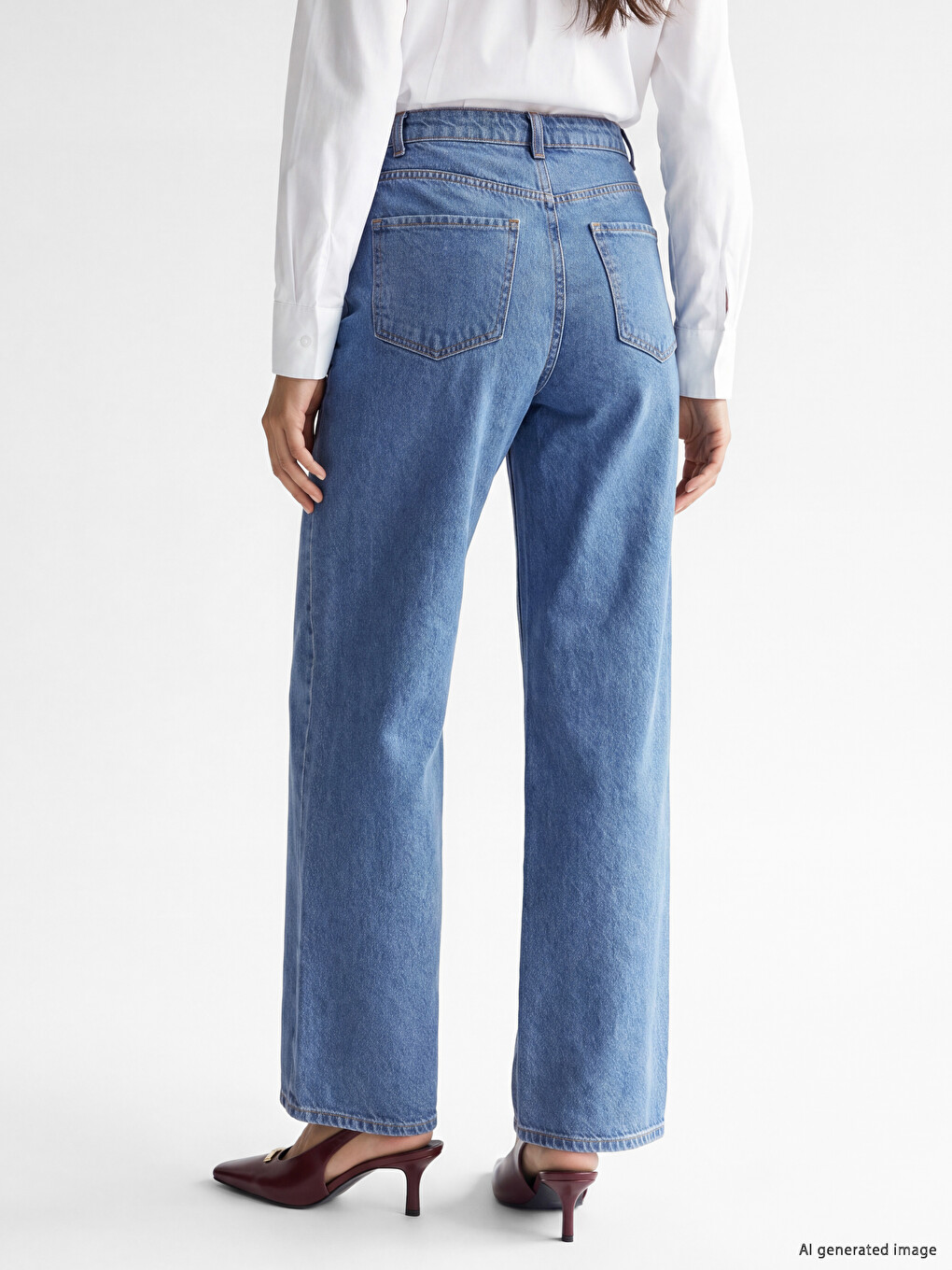 Mavi Cepli Wideleg Jean-3