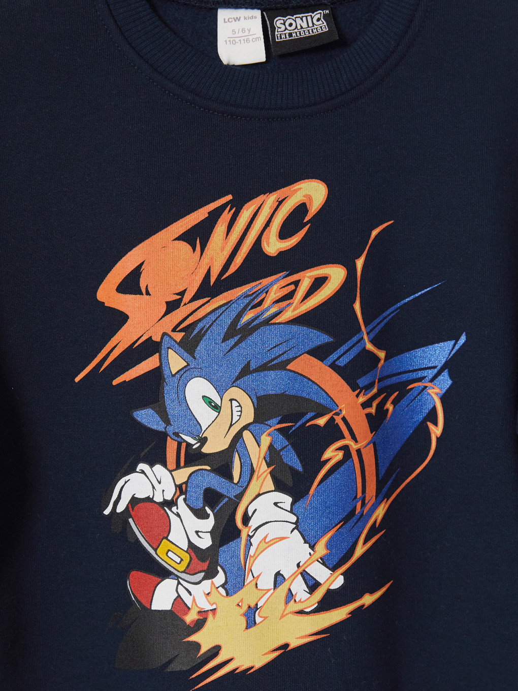Lacivert Sonic Baskılı Erkek Çocuk Kalın Sweatshirt-2