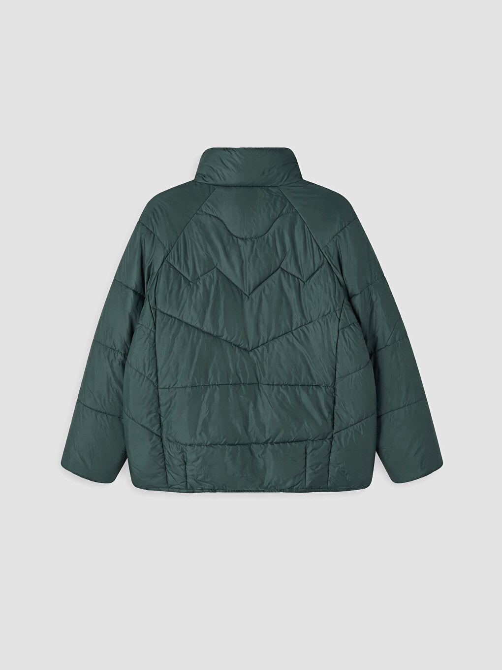 Yeşil Dik Yaka Kadın Şişme Mont-5