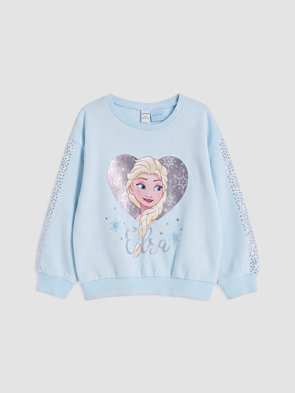 Mavi Elsa Baskılı Kız Çocuk Kalın Sweatshirt