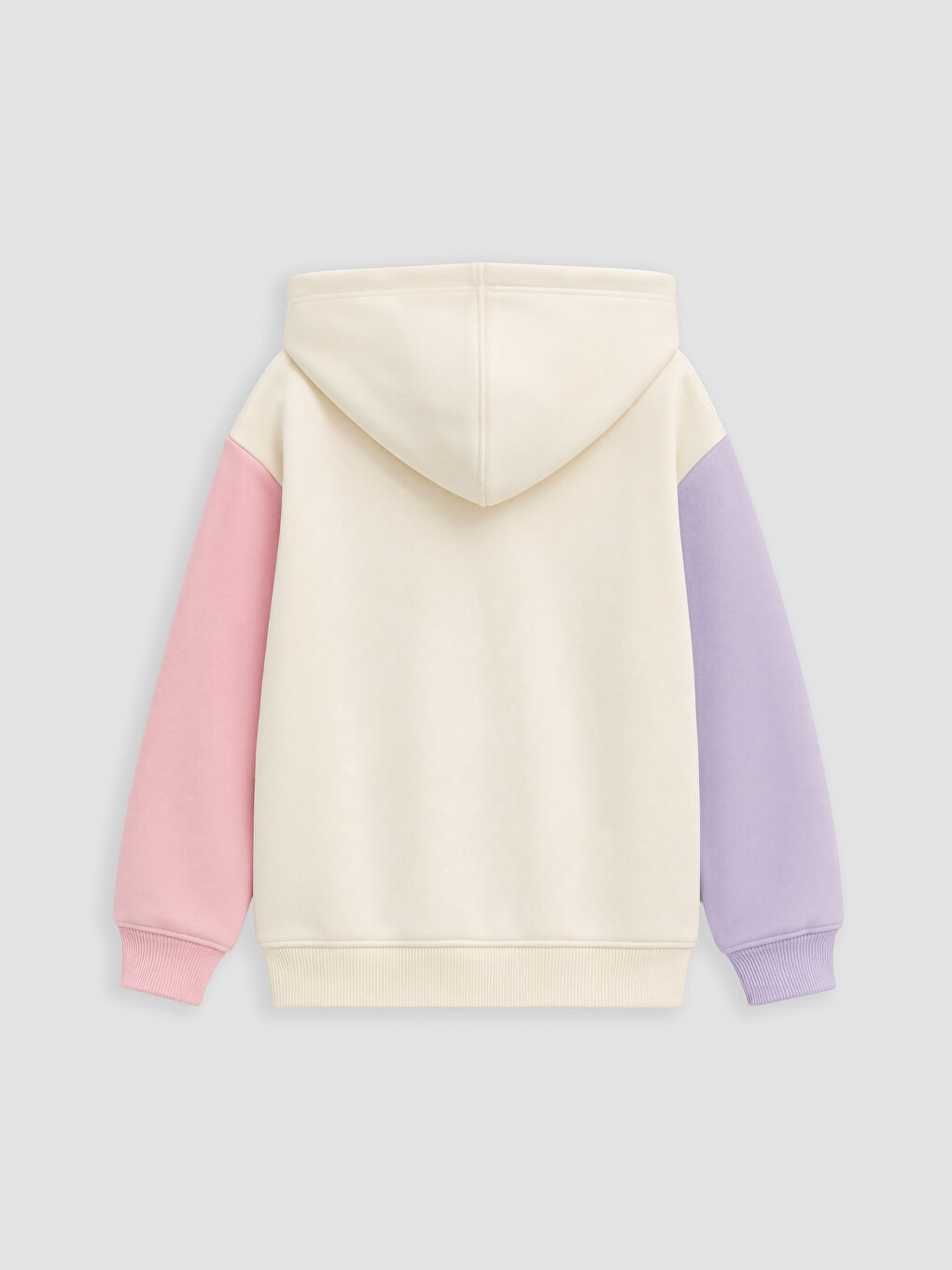 Ekru Kapüşonlu Kız Çocuk Fermuarlı Sweatshirt-2