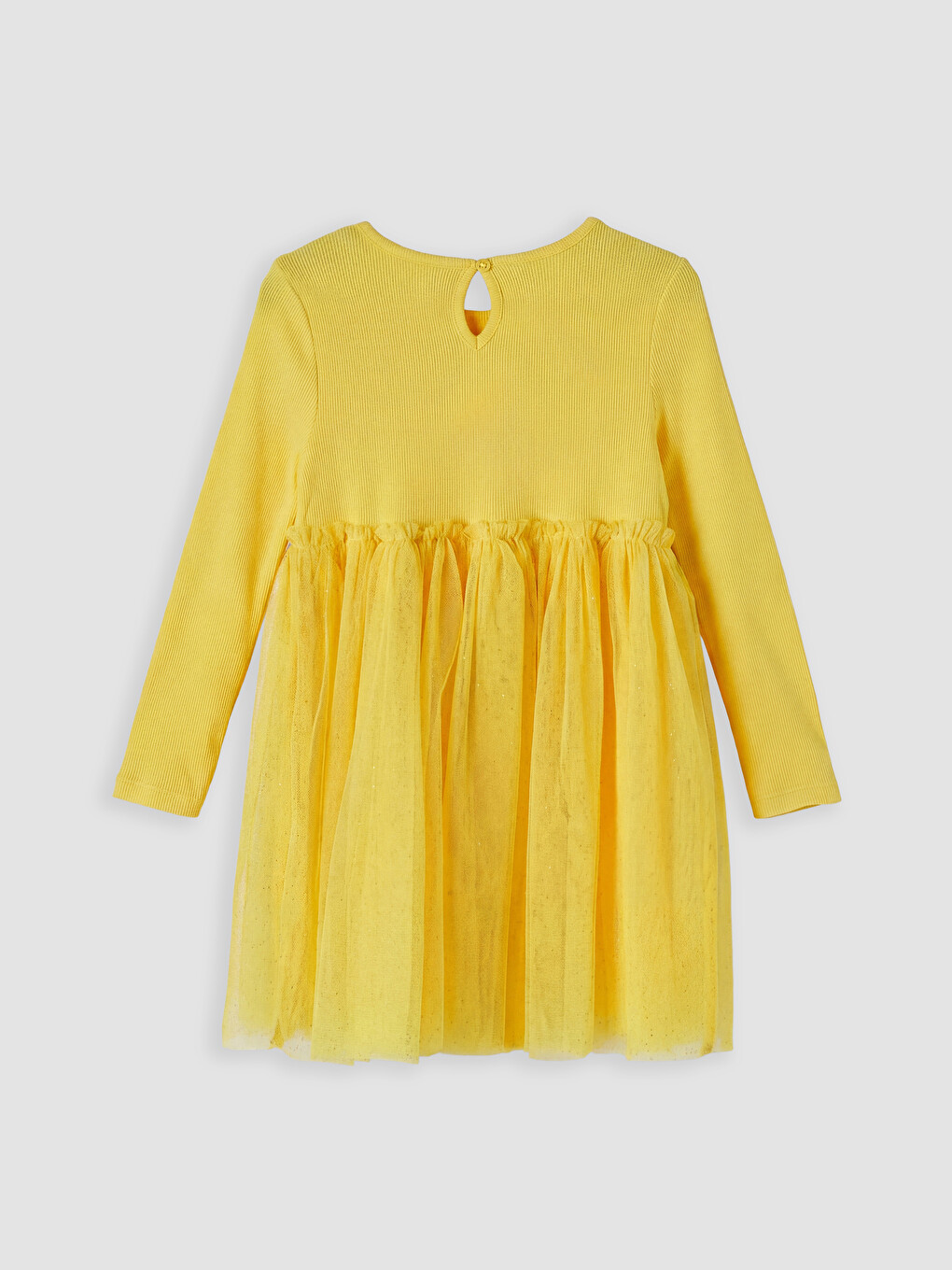 Rochie Tulle Cu Mânecă Lungă Și Guler Rotund Pentru Fete-1