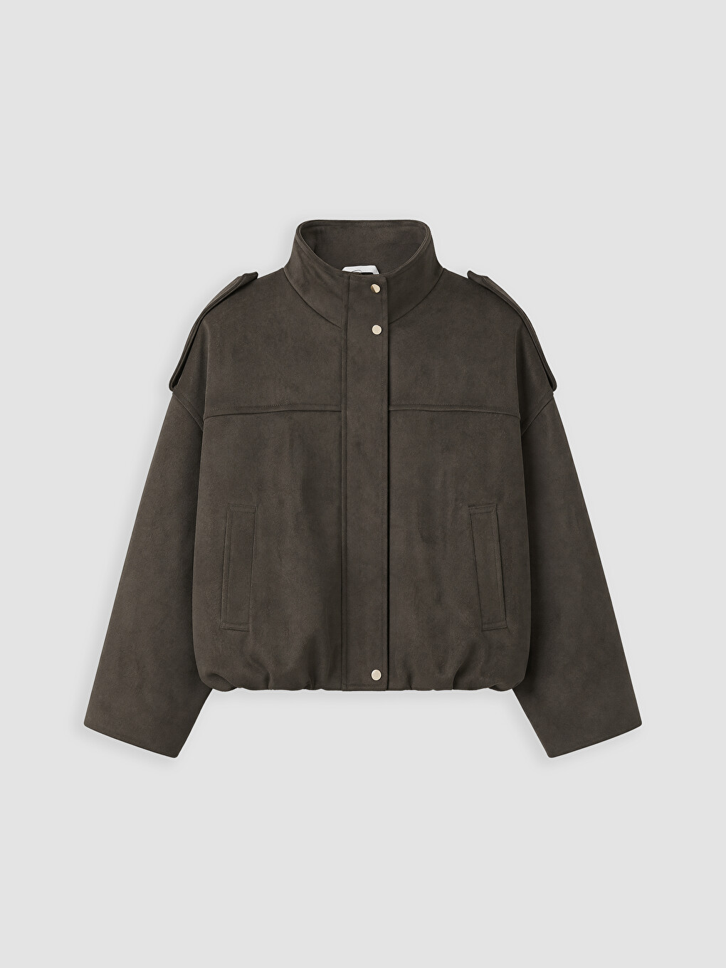 Mock Neck Epauletted Women's Coat-4