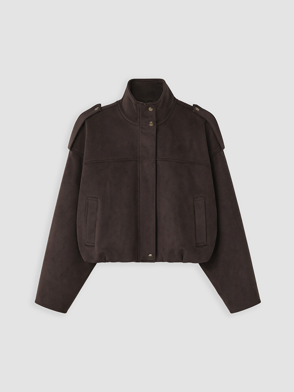 Mock Neck Epauletted Women's Coat-4