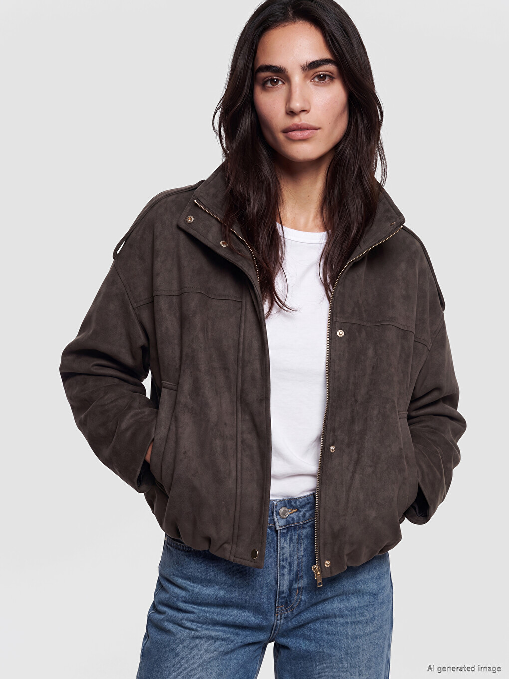 Mock Neck Epauletted Women's Coat